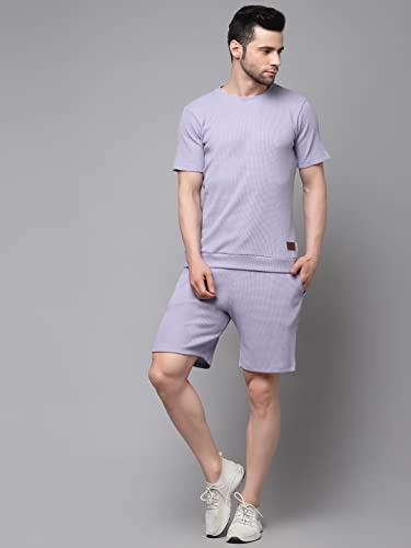 Image of Rigo Cotton Blend Waffle Knit Self Textured Co-Ord Set For Men's|Night Suit Set|Lounge-Wear Pajama Set|Night Wear, Beach Wear, Vacation Wear