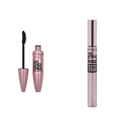 Maybelline New York Augen-Make-up Set, Wimperntusche Lash Sensational Full Fan Effect, Wimpernserum Lash Sensational Boosting Serum und Augen Make-up Entferner, Auch für wasserfestes Make-up, 3-teilig