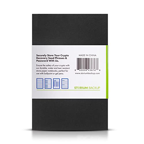 Storium Crypto Seed Phrase Storage Notebook - Waterproof Stone Paper Book - Keep Your Cryptocurrency Recovery Phrase Password Safe & Secure - Cold Storage Wallet Backup Journal - Pocket Size 2-Pack
