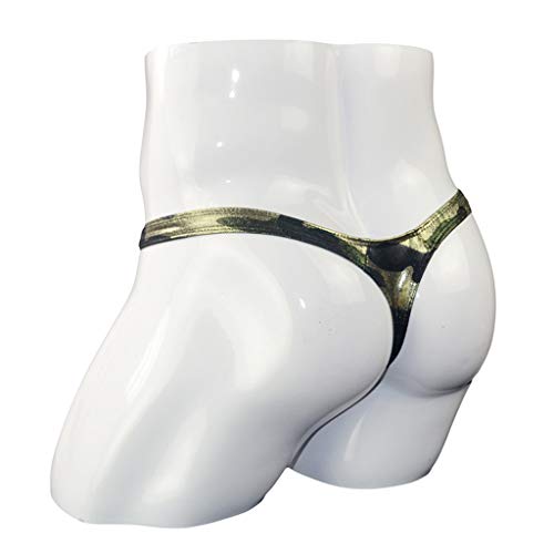 Sretch T-Back Underwear Men's G-String Thong Fashion Micro Briefs Intimates Vintage Silk Lingerie (Camouflage, One Size) #TOP4