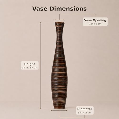 Image of Leewadee Large Floor Vase 34 inches Mango Wood for Pampas Grass, Dried Flowers