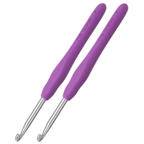 Image of 2Pcs Size H / 5.0mm Crochet Hooks, Ergonomic Crochet Hook for Arthritis and Beginners, Extra Long, Smooth, Comfortable (Size H / 5.0mm)