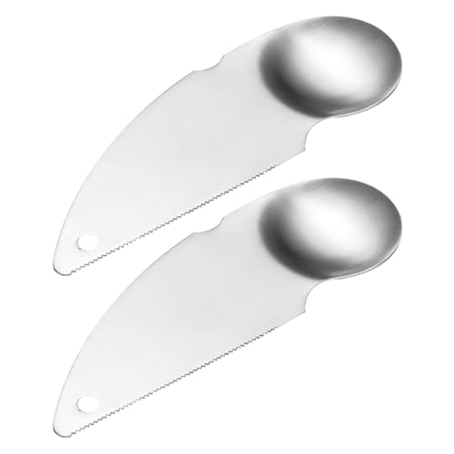 GRIRIW Pelador de Kiwi y Aguacate 2 Piezas de Acero Inoxidable 304 Cuchara para Frutas Cortadora y Pala para Cocina Hogar Utensilios para Cortar Frutas