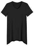 Latuza Women's Viscose Loungewear Short Sleeves Tunic T-Shirt M Black
