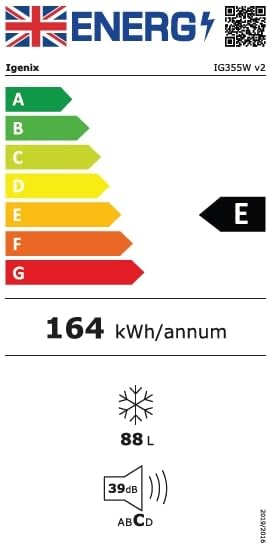 Igenix IG355W Freestanding Under Counter Freezer with 3 Large Drawers, Reversible Door, 88 Litre Freezer Capacity, 55 cm Wide, White