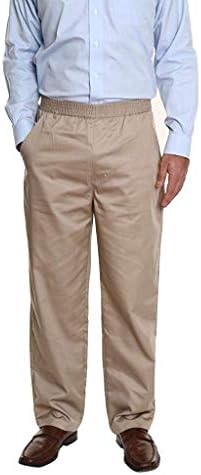 Pembrook Mens Elastic Waist Pants for Seniors - Adaptive Mens Pants for Elderly | Elastic Waist Pants for Men | Senior Elastic Waist Pants Tan