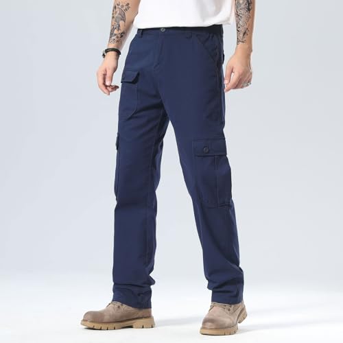Plaid&Plain Men's Cargo Pants Relaxed Fit with Extra Front Pocket and Oversized Belt Loops LSC0133