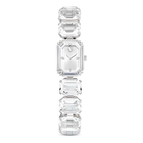 Swarovski Reloj Pulsera de Talla Octogonal, Cristales Transparentes, Esfera Plateada, Mecanismo en Cuarzo, Inspirado en la Colección Millenia, Acabado Acero Inoxidable, Blanco