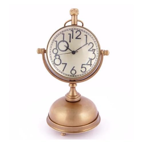 Nutts Gold Finish Brass 2 Inch Antique Table Clock/Desk Clock (Model 12 (2 Inch))