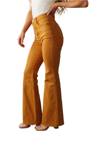 Judy Blue High Rise Tummy Control Flare Jeans in Marigold