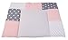 ULLENBOOM ® Wickelauflage 85x75 cm Rosa Grau (Made in EU) - Wickelunterlage Waschbar und für Unterwegs geeignet, Bezug: 100% OEKO TEX Baumwolle, Wickeltischauflage 75x85