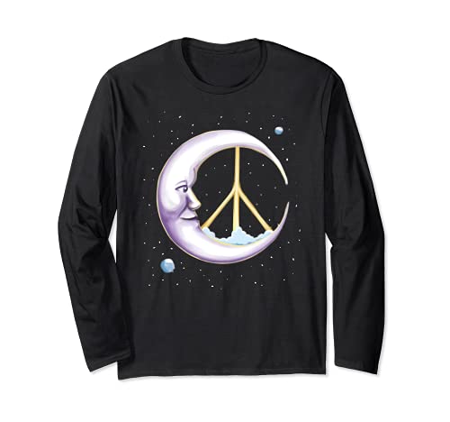 Signo de la paz Luna retro hippie Solsticio de invierno cele Manga Larga