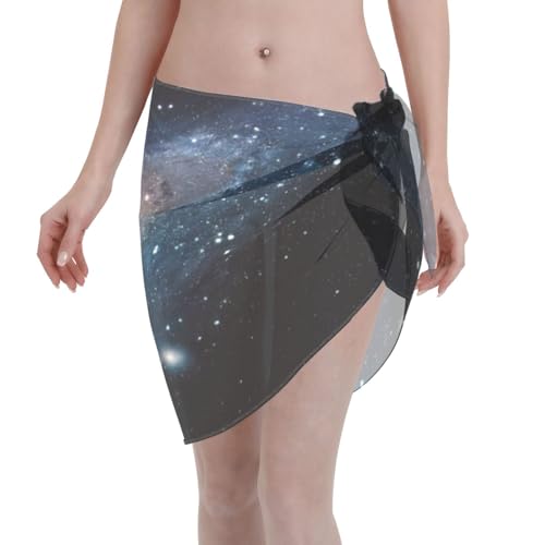 Galaxy Universe Stars - Elegante envoltura de playa con estampado de estrellas, vestido de traje de baño para mujer, perfecto para piscina y resort, color negro, Negro, talla única
