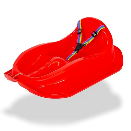 Kinder Schlitten mit Sicherheitsgurt bis 3 Jahre (Rot)