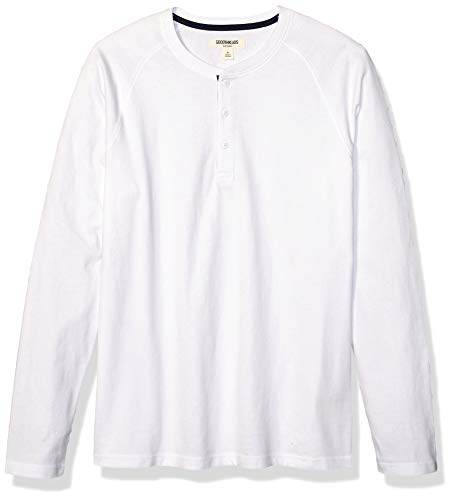 Amazon Brand - Goodthreads Men's Long-Sleeve Sueded Jersey Henley, Bright White Large