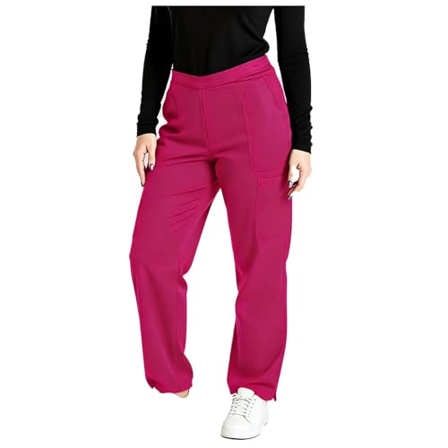 Image of 2026 Scrub Set for Women, Modern Classic V-Neck Scrubs Top with Straight Leg Pant Multi Pockets Housekeeping Uniform