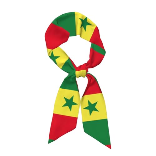 Silk Feeling Satin Headscarf for Women Fashion Skinny Scarf Neck Scarf Hair Scarf Flag of Senegal Print