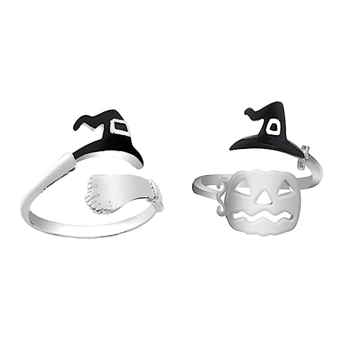 Bague citrouille et chapeau de sorcière en alliage pour bijoux de Halloween