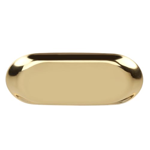 TOPINCN Bandeja de Almacenamiento de Organizador de Joyería de Bandeja de Acero Inoxidable con Cosmético de Almacenamiento con Pulido de Espejo para Tocador de Baño Mesa de (S)