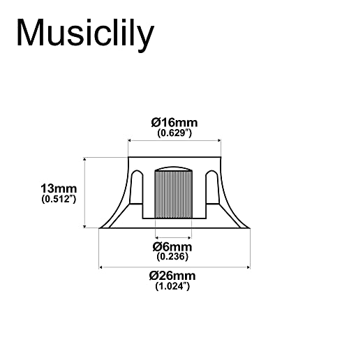Musiclily Pro Left Handed Imperial Inch Size Bell Top Hat Knobs for USA Made Les Paul Style Electric Guitar,Black (Set of 4) - Image 2