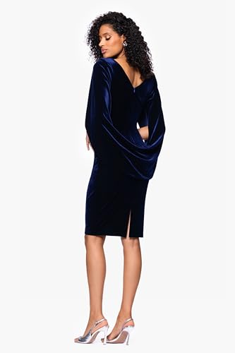 Image of Betsy & Adam Women's Velvet Midi Cowl Neck Drape Back Dress