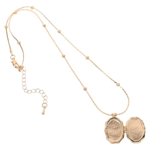 Gatuida Collar Medallón Vintage de Concha Marina Dije de Collar Imagen Personalizable y Colgante de Caja de Fotos Abierto para Mujer Accesorio Unisex