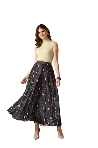 Image of VAGISHA Printed Casual Long Western Skirts for Women's & Girls |Stretchy Flared Maxi Skirt|Elastic Waist Skirts|Western Ethnic Skirts