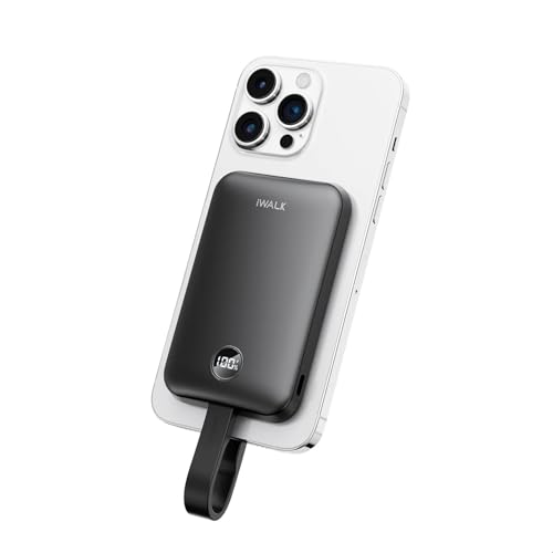 iWALK Power Bank Magnetico 10000mAh: Caricatore Portatile Wireless Certificato Qi2 da 15W, Ricarica Rapida 30W con Cavo USB-C, Batteria con Display LED per iPhone 16/15/14/13/12 e Samsung Galaxy S24