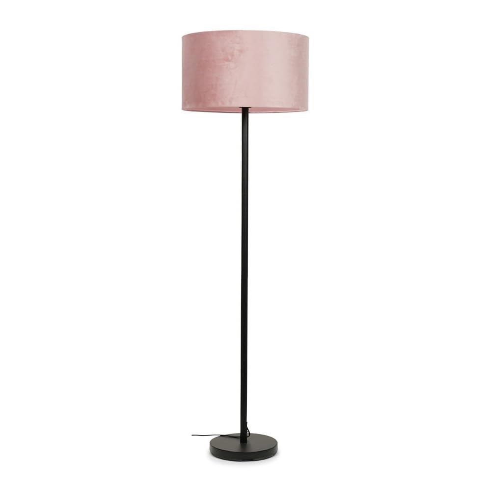 Valuelights Charles Black Floor Lamp With Blush Velvet Shade from B&Q