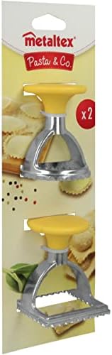 Metaltex Set of 2 Stainless Steel Ravioli Stamps & Cutters-Square and Circle, Alloy Steel, Silver