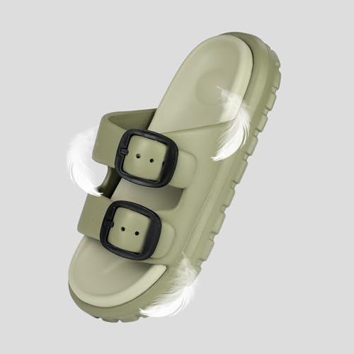 Double Buckle Sandals for Women Men, Adjustable Sandals Women Comfortable, Women's Platform Slides Sandals, Summer Cloud Beach Slides for 20244