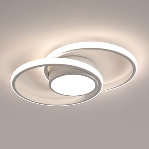 Comely Plafón LED Moderno 42W 40 cm Lámpara de Techo Doble Aro Blanco Luz Neutra 4500K LED Techo Decorativo Redondo para Salón Dormitorio Cocina Pasillo Entrada