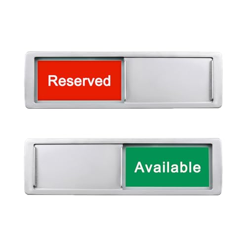 Image of Available Reserved Privacy Door Sign,Vacant Occupied Sign for Home Office Restroom Conference Hotels Hospital, Slider Door Indicator Tells Whether Room Vacant or Occupied, 7'' x 2'' - Silver