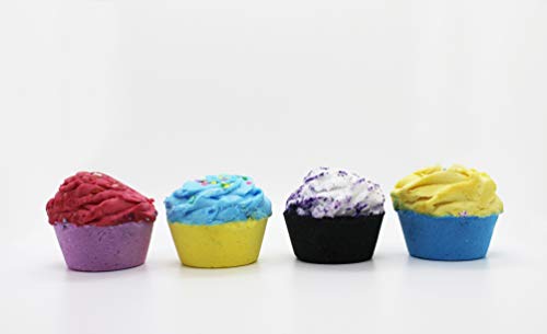 Bath Bomb Cupcakes 4 Count (Pack Of 1) - Squeaky By Mom Bomb Sweet Treats Are Shaped Like Fun Cupcakes With Sweet Fragrances And Essential Oils, Make In The Usa With Organic #TOP2
