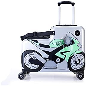 Younglingz Lil Flyer 20" kid ride on suitcase child stroller spinner luggage (Green Motorcycle)