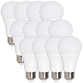 Maxxima LED A19 800 Lumens 60 Watt Equivalent Light Bulb Set - 2700K Soft White Light, Energy Efficient 10 Watts, E26 Base, Non-Dimmable, for Bathrooms, Lamps, and Living Rooms - 12 Pack