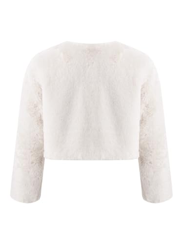 Aislor Flower Girls Wedding Party Dress Coat Faux Fur Jacket Open Front Bolero Shrug Princess Cape Cardigan Outwear2