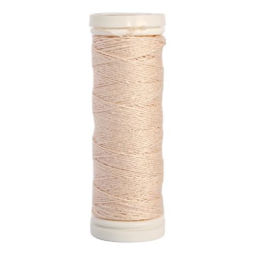 Hilo de lino de 70 m fino natural sin encerar, carrete de 2 capas, 100% lino natural (beige)