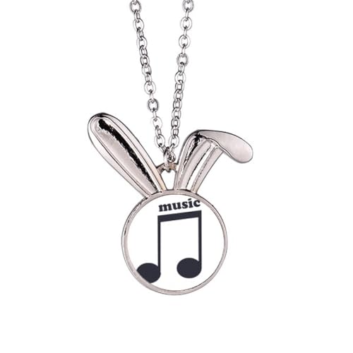 Collier lapin noir notes de musique violet foncé pour un cadeau original