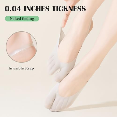 Image of No Show Socks with Invisible Sling Back Womens, 6 Pairs Low Cut Half Toe Topper Socks with Non-Slip Straps for Heels