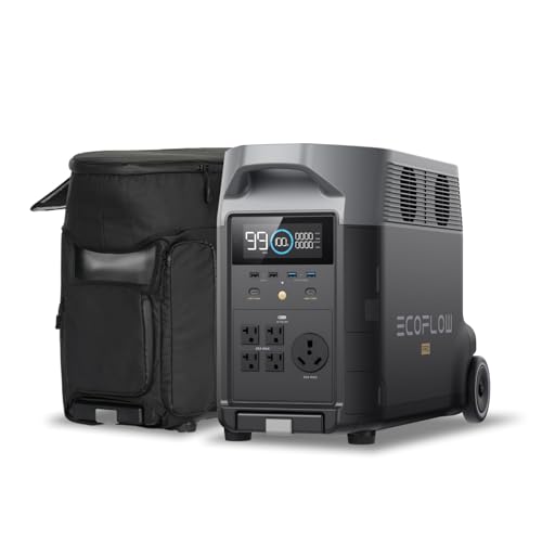 EF ECOFLOW Portable Power Station 3600Wh DELTA Pro with Bag, 2.7H to Full Charge, 5 AC Outlets, 3600W Power Station with Expandable Capacity, Solar Generator for Home Use, Blackout, RV