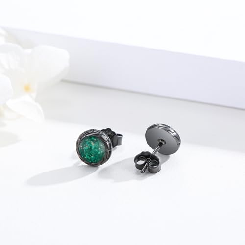 Black Stud Earrings 925 Sterling Silver Black Round Earrings Hypoallergenic Punk Gothic Jewelry Gifts Birthdays Christmas for Women Men2