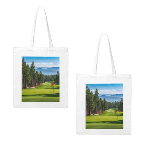 Reusable Heavy-Duty Canvas Tote Bag, Golf Course Lawn handbag 15.75x13.87 Inch, Large Eco-Friendly Shopping Tote for Travel, Gym, Gifts, Machine Washable2