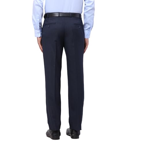 Image of Park Avenue Men Regular Fit Stripe Pattern Poly Viscose Blend Flat Front Formal Trouser