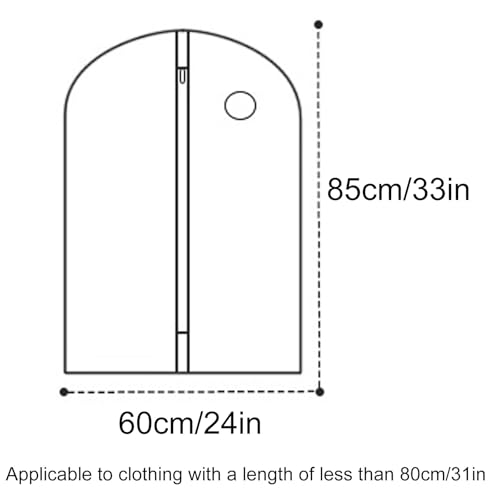 Hanging Garment Bags Set of 2, Breathable Dress Protectors with Full Zipper for Closet Storage, Black Clothes Cover, 60x85cm/24x33in – Ideal for Dresses & Suits2