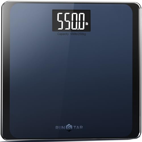 RunSTAR Digitale Personenwaage, hochpräzise Sensoren, 8 mm Sicherheitsglas, Tragkraft bis 250 kg,...