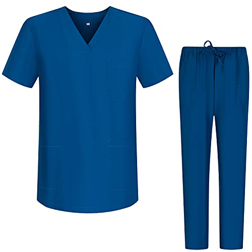 MISEMIYA - Unisex-Schrubb-Set - Medizinische Uniform mit Oberteil und Hose ref.6801-6802 - Large, Marineblau 68