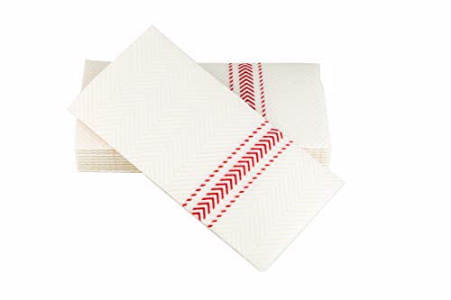 Classicpoint Dinner Napkins - Red Bistro Stripe - Decorative & Disposable - Soft, Absorbent & Durable (15.5"X15.5" - Pack Of 50) #TOP14