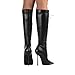 Saint Leia Women's Knee High Boots Pointed Toe Lace Up Stiletto Heel Fashion Elegant Long Boots(Black PU,7.5)