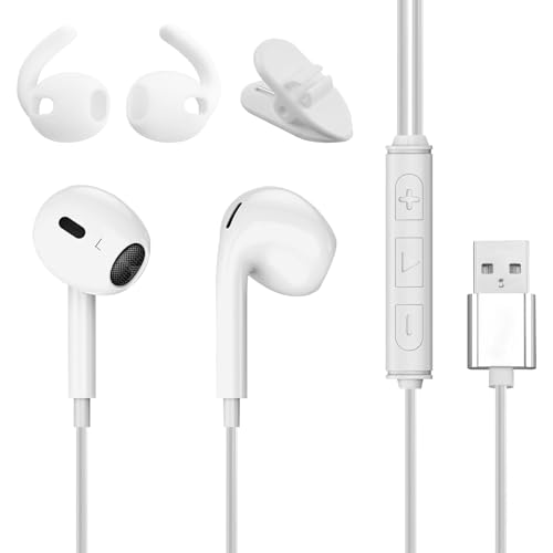 Auriculares con cable USB para Dell Laptop MacBook Pro, computadora de oficina, auriculares USB con micrófono, auriculares ligeros para PC, cancelación de ruido, auriculares estéreo de alta fidelidad